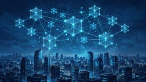 Blockchain technology for business network visualization with connected blocks