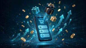 Ecommerce upselling tactics illustrated by a customer completing a higher-value checkout on a smartphone