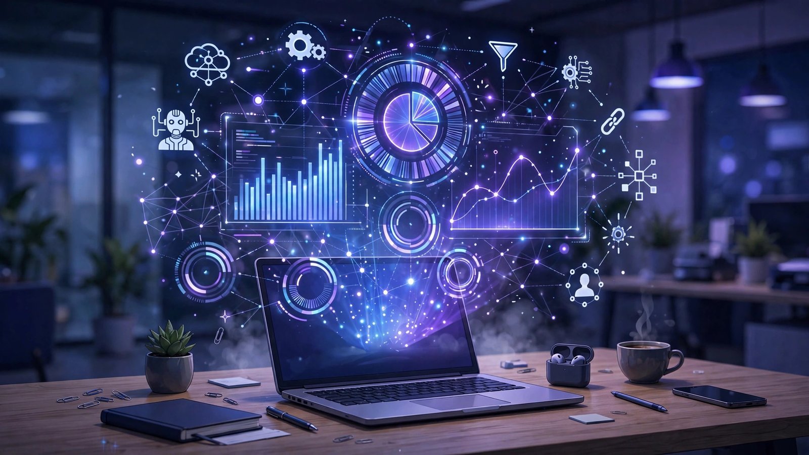Business automation strategy dashboard with CRM analytics and workflow integrations
